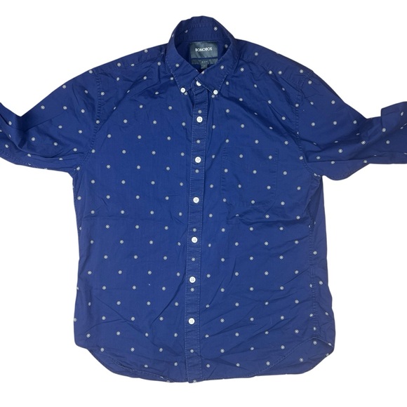 Bonobos Shirt Mens Medium Short Slim Fit Blue Pattern Button Up 100% Cotton - Picture 4 of 12